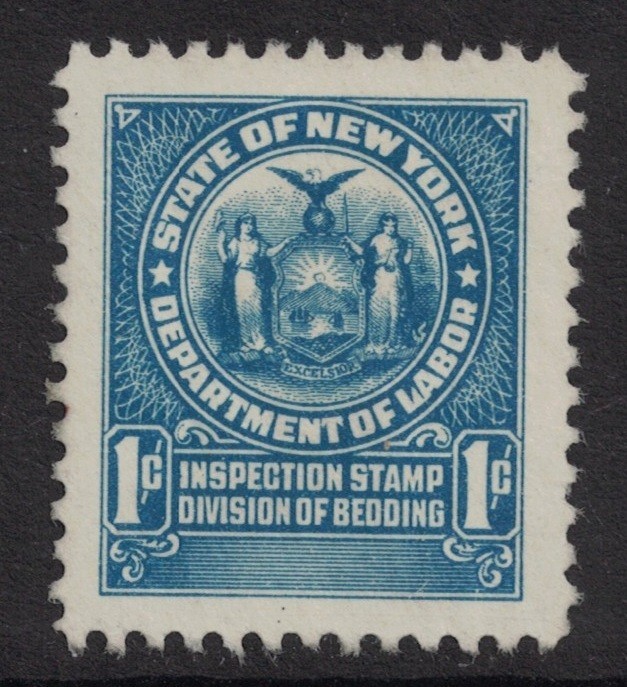 1c State of New York, Division of Bedding, Inspection- Used- State Revenue Stamp