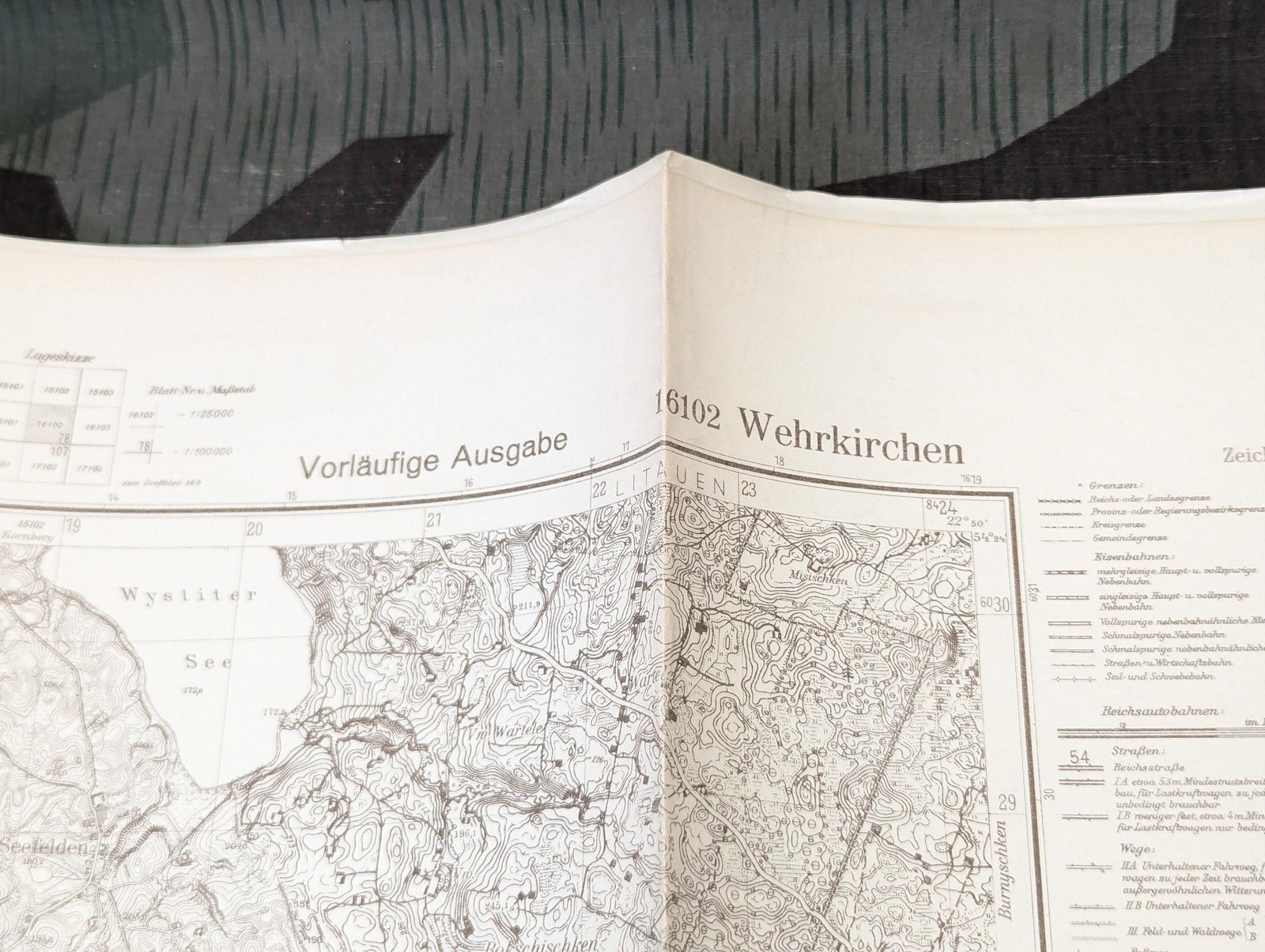 WWII German Wehrkirchen Wehrmacht Map 1942 Army Military Original Vintage 1940s