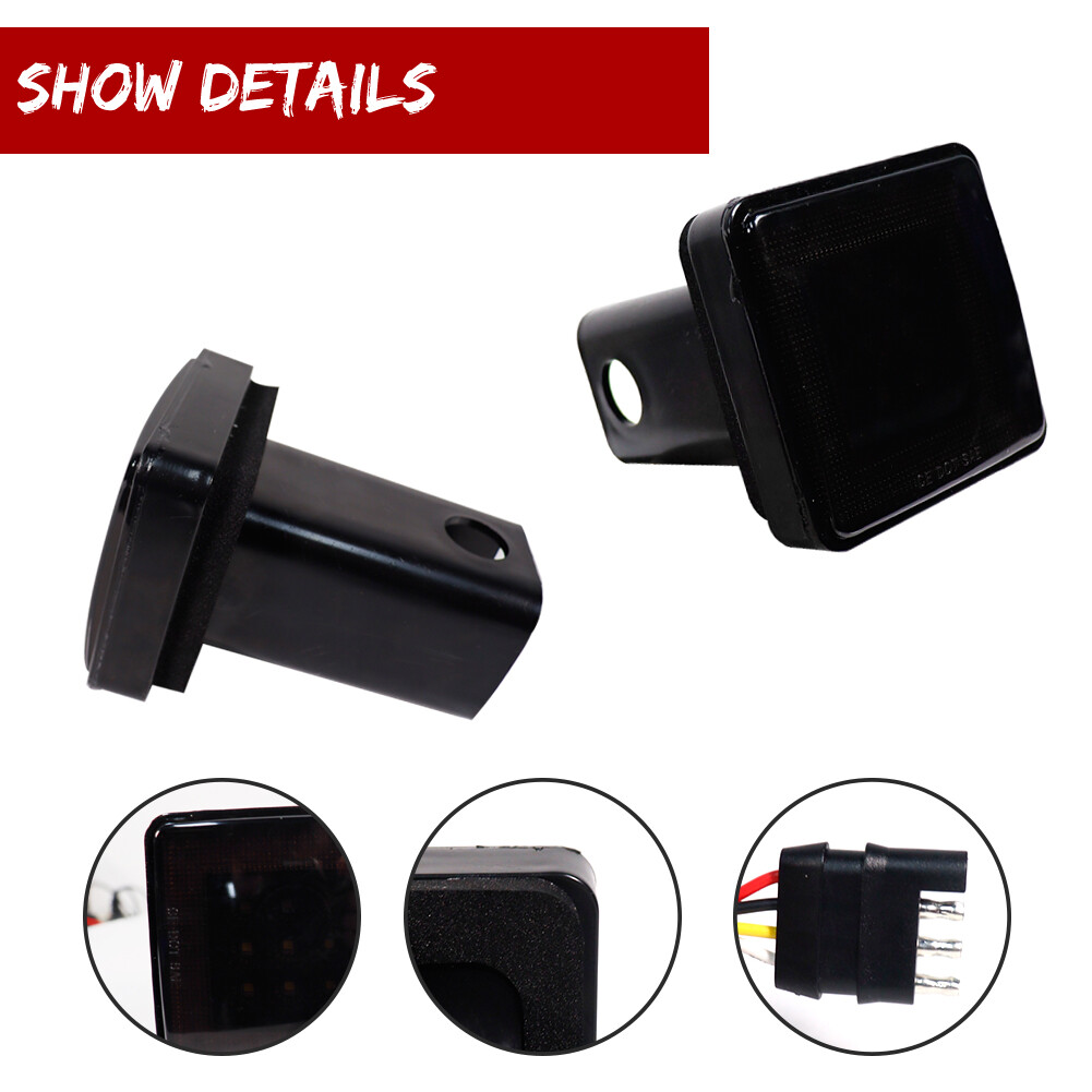 LED Run/Brake/Reverse Towing Hitch Cover Light for Class III 2" Trailer Receiver