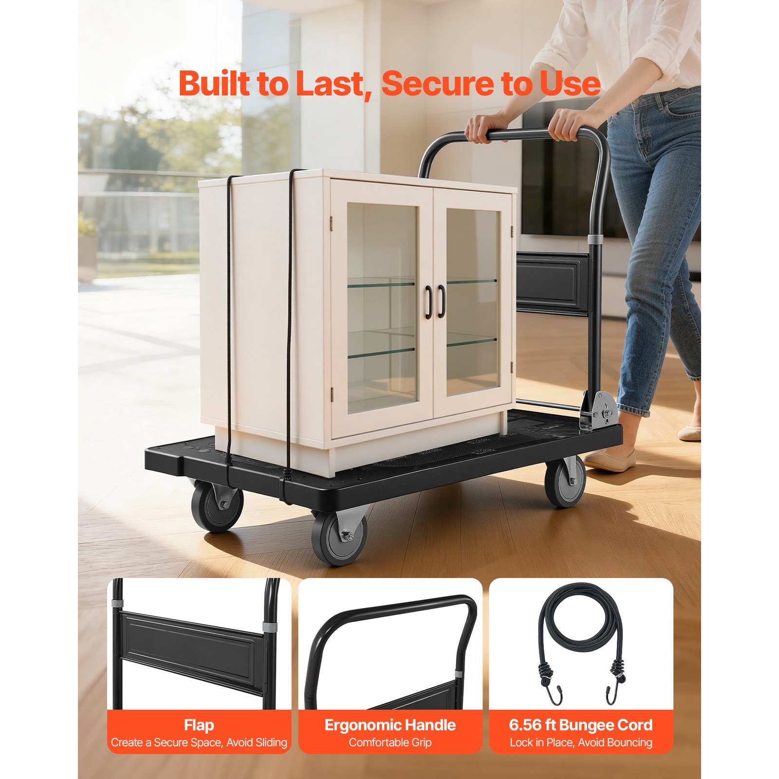 Uimoso Foldable Push Cart Dolly 1000 lbs Capacity with Wheels Folding Platform