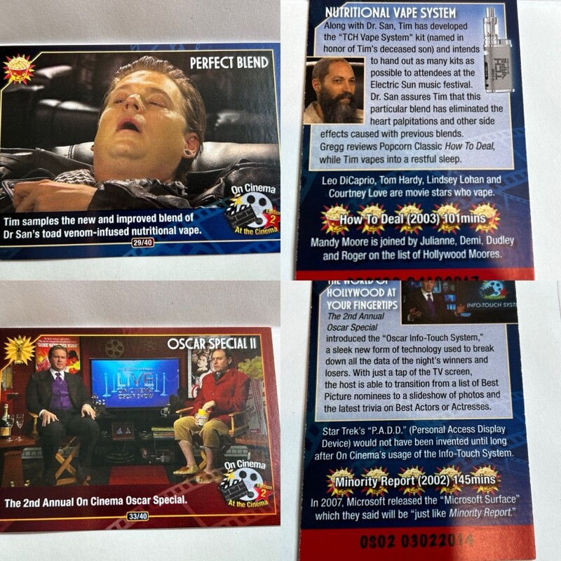 On Cinema at the Cinema Second Edition 2 Trading Cards You Pick 'Em