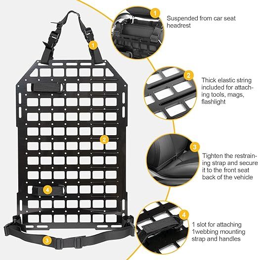 Tactical Rigid MOLLE Panel Vehicle Car Seat Back Shooting Storage 21x14in NEW