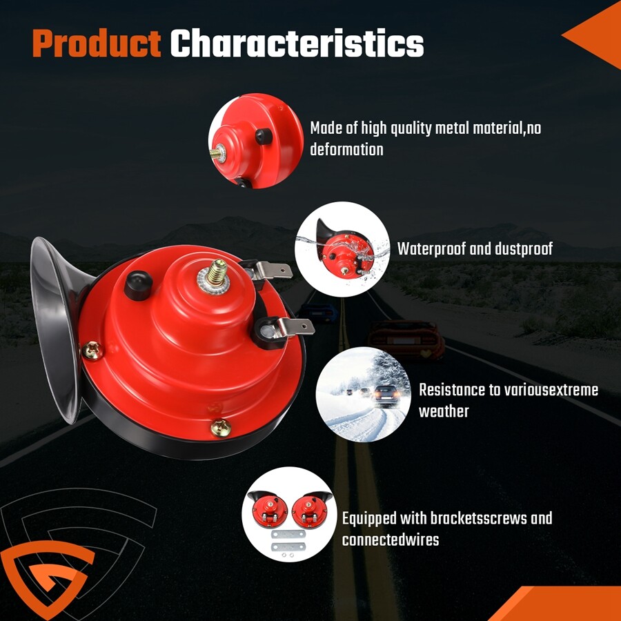 2x 12V 300DB Super Loud Train Horn Waterproof Motorcycle Car Truck SUV Boat Red