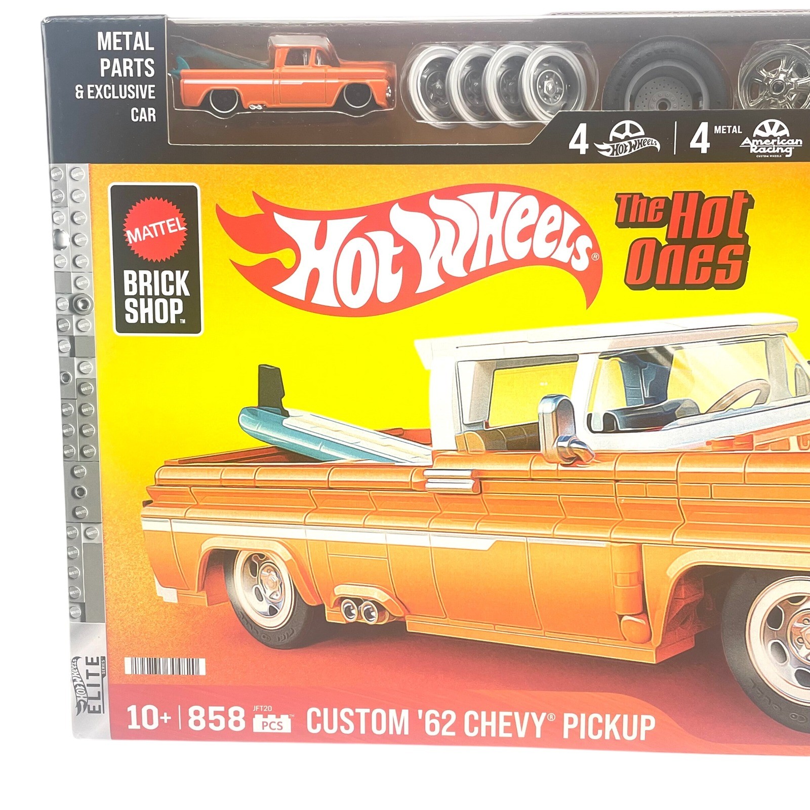 Hot Wheels Brick Shop Custom 62 Chevy Pickup Building Set 858 Pcs JFT20 Orange