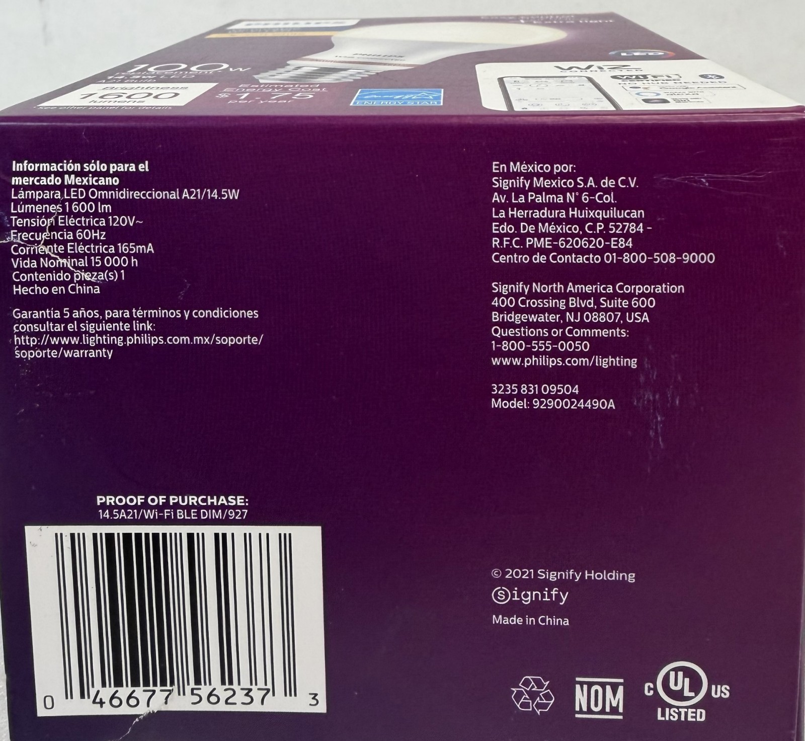 2x Philips Wiz Smart WiFi Light Bulb 100W Equivalent A21 LED Soft White-FREE S/H