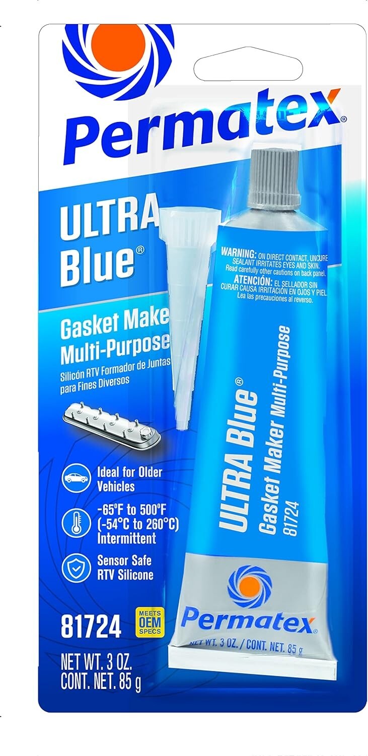 Permatex 81724 Sensor-Safe Ultra Blue RTV Silicone Gasket Maker, 3 oz. Tube