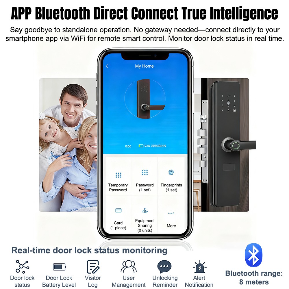 7-in-1 Smart Door Lock Wifi Biometric Fingerprint Touch Password Keyless Keypad