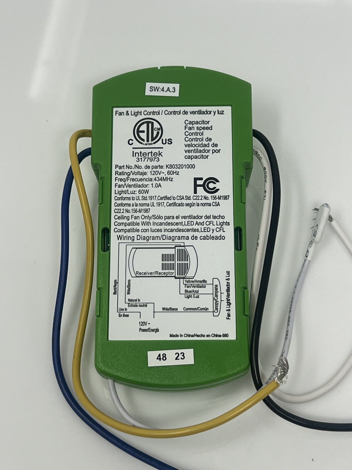 Genuine Hunter Ceiling Fan Remote Receiver K803201000 - RECEIVER ONLY BRAND NEW