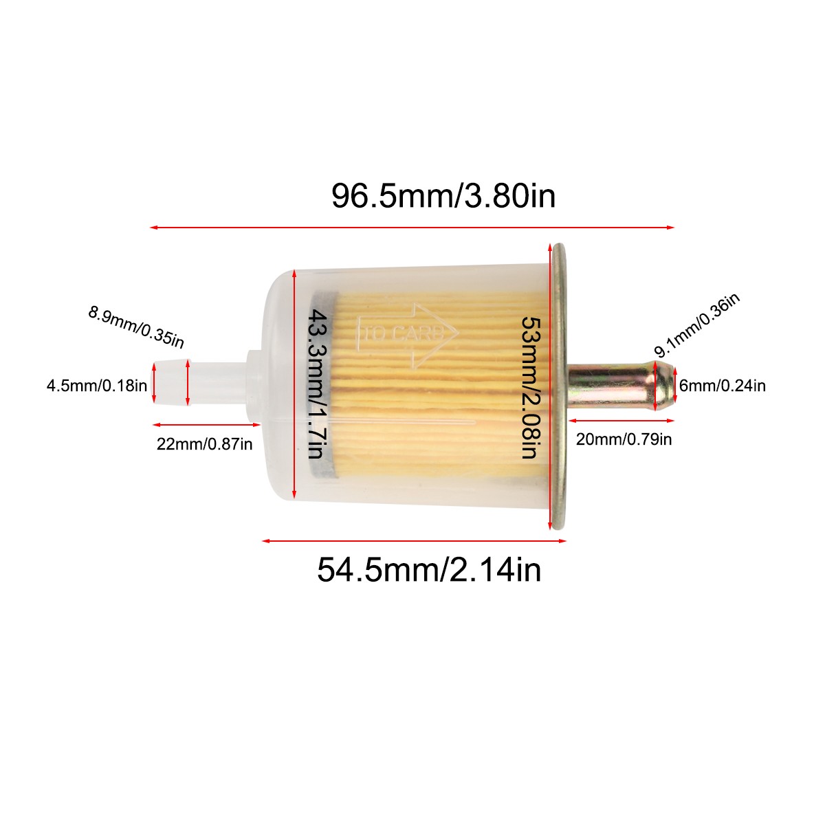 5/16" FUEL FILTERS INDUSTRIAL HIGH PERFORMANCE UNIVERSAL INLINE GAS FUEL LINE