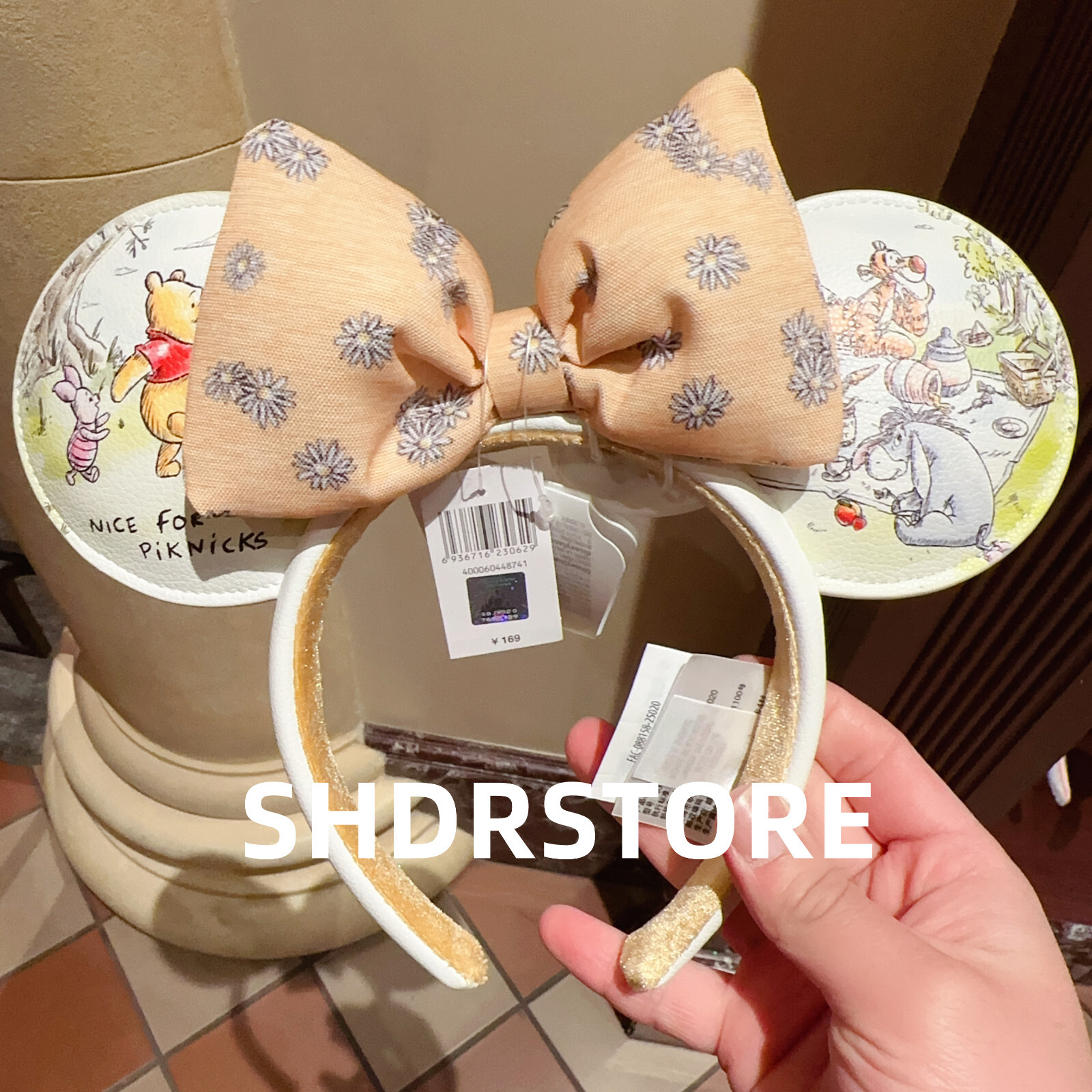Disney authentic 2025 Winnie the pooh minnie ear headband shanghai disneyland