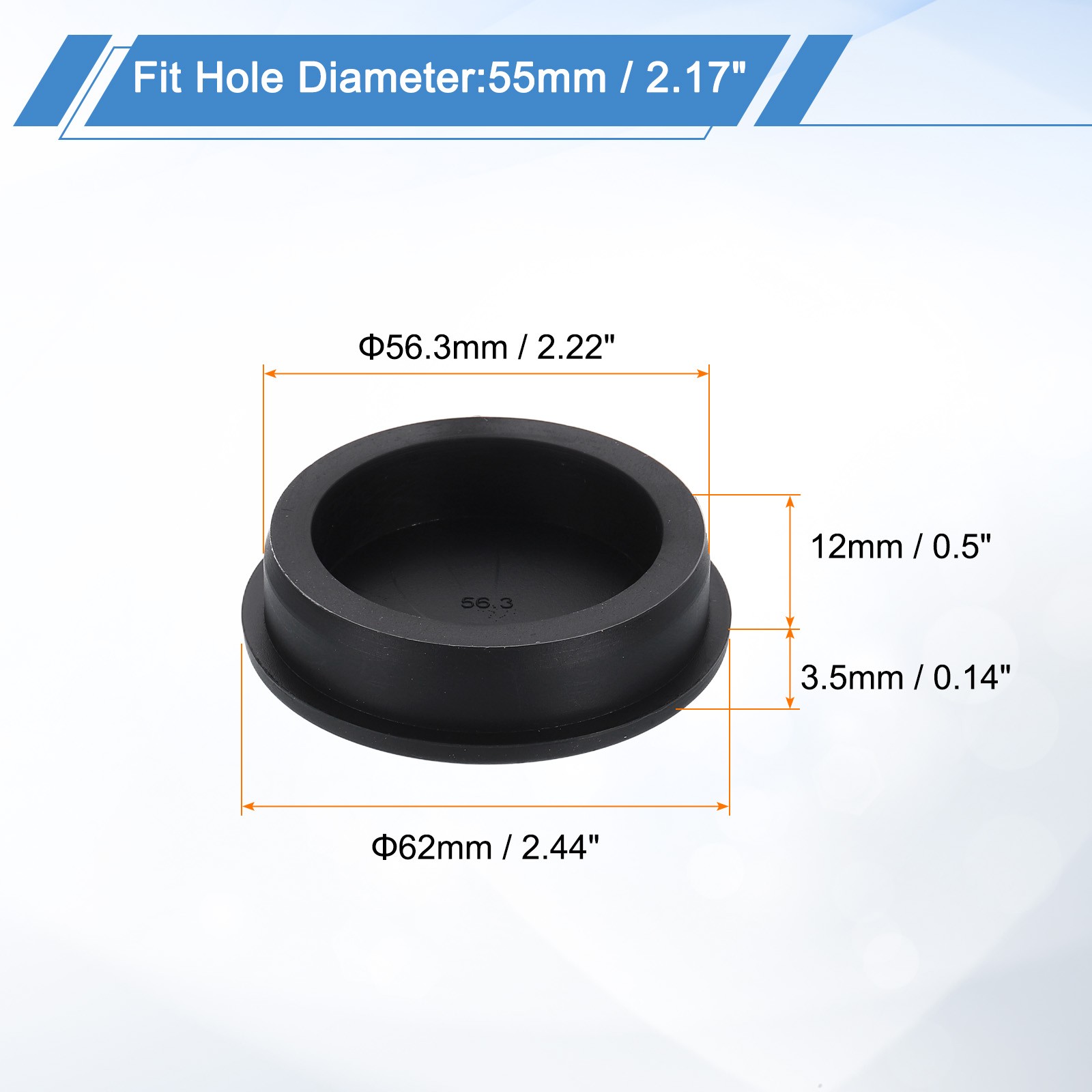 Silicone Hole Plugs Round Rubber Stopper for 55mm/2.17" Hole Black
