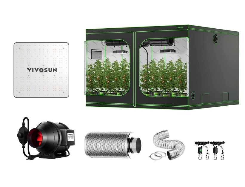 VIVOSUN 8x8ft Grow Tent Kit 96"x96"x80" w/ 6" Inline Fan & VS1000 LED Grow Light