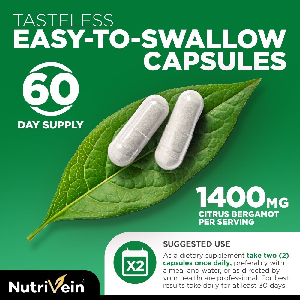 Citrus Bergamot 1400mg 25:1 Organic Heart Health 120 Capsules Antioxidant Immune