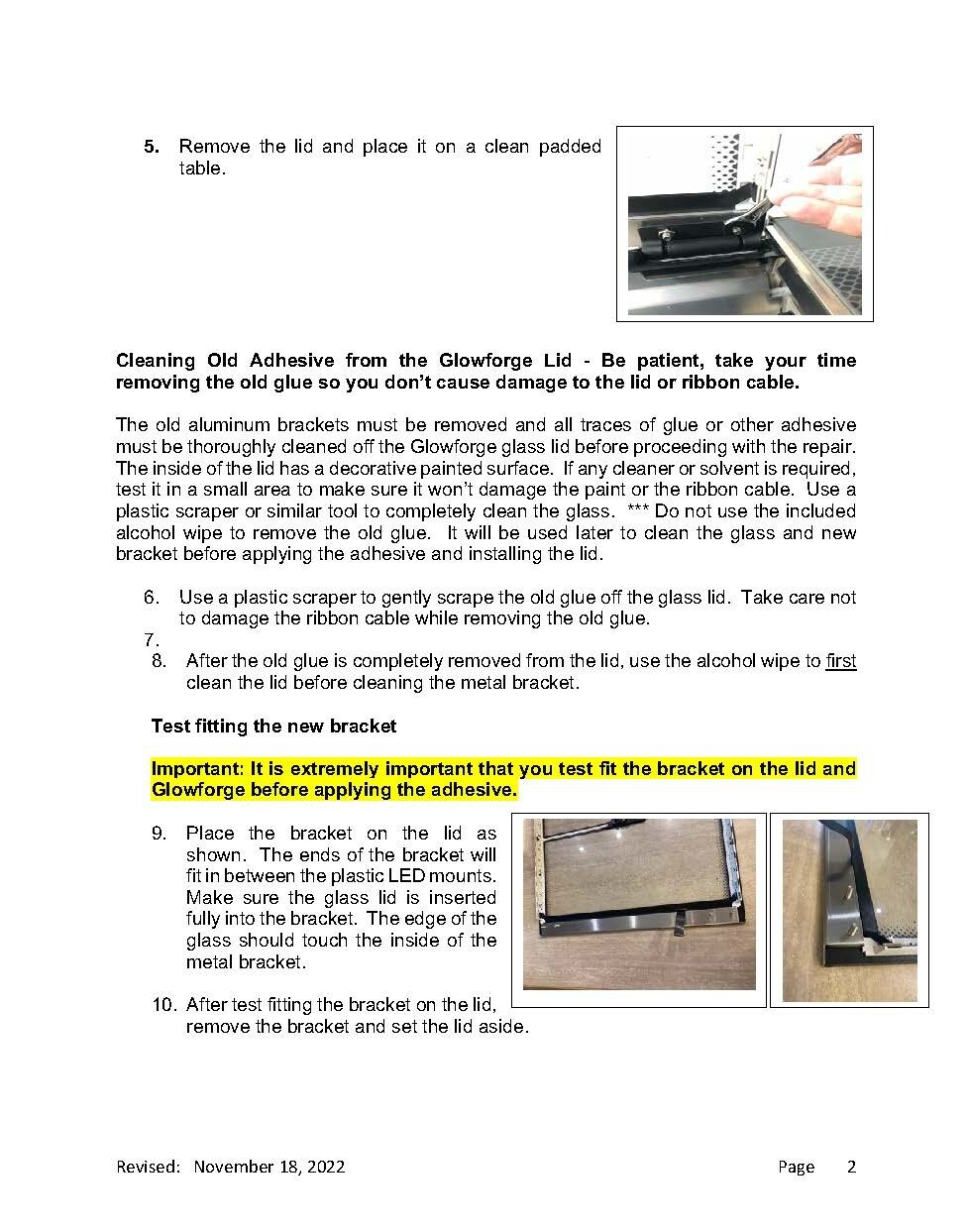 New GLOWFORGE Aftermarket LID Hinge Repair Bracket, All Metal Construction