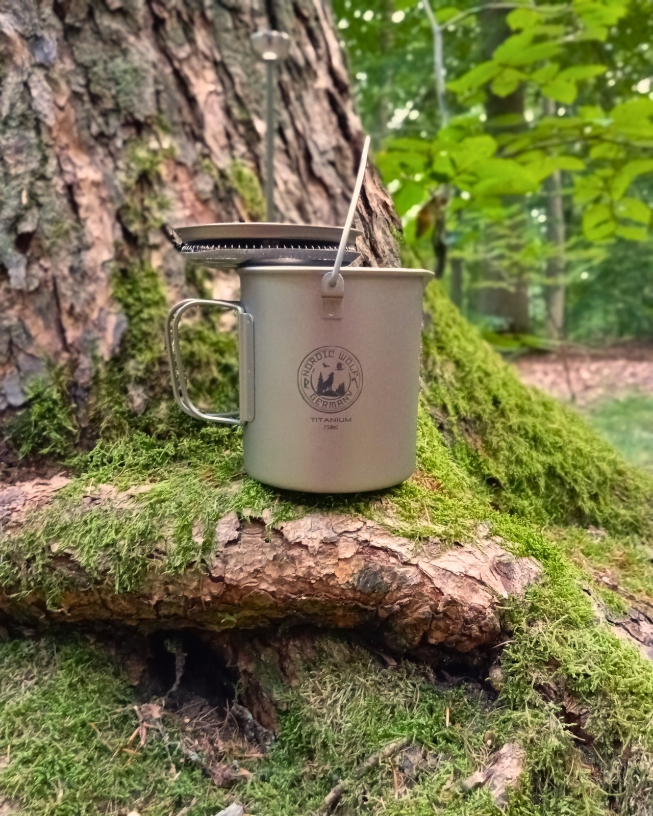 Pot/French Press 750ml - Titanium 3-in-1 Outdoor Coffee Treat Camping Bushcraft