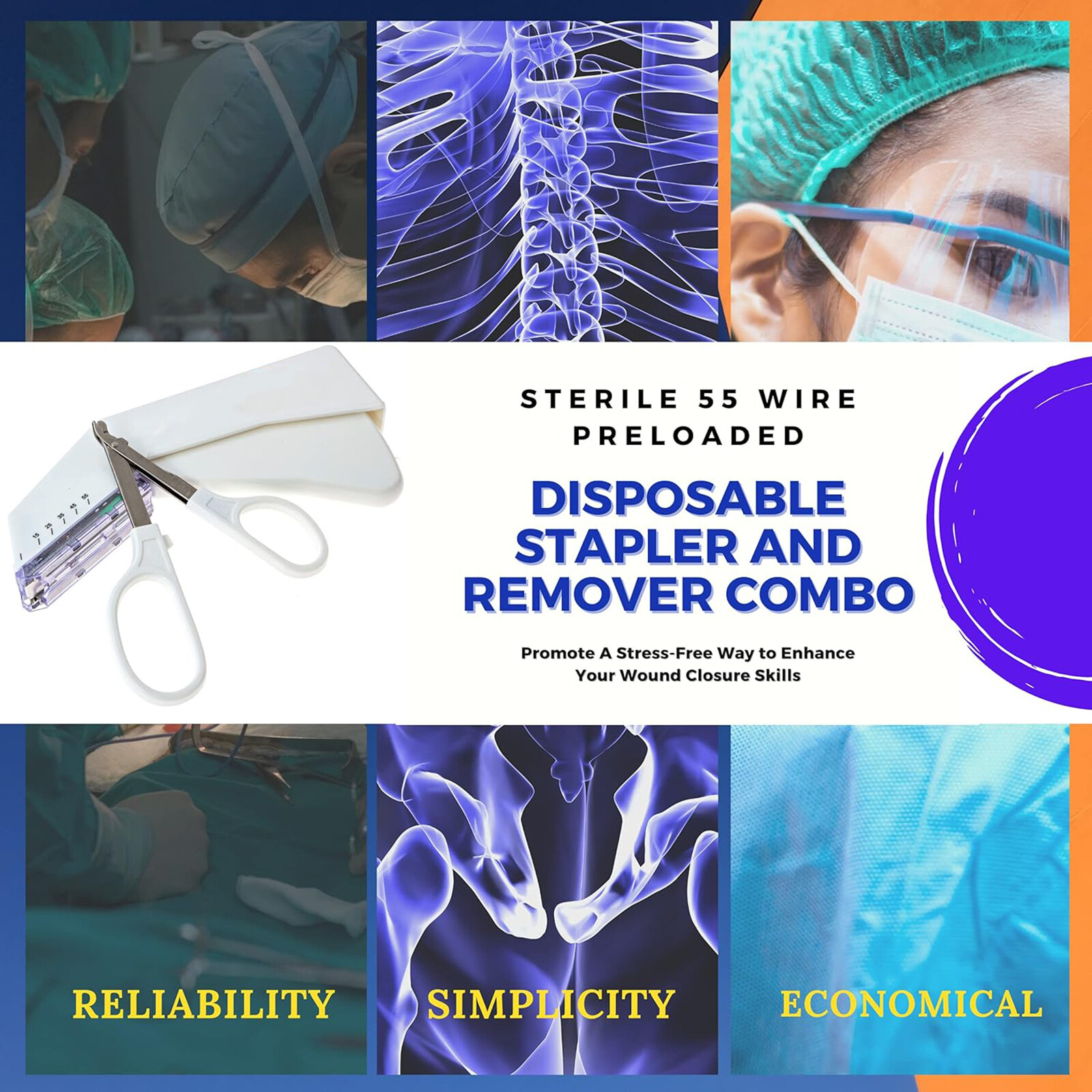 Medical Surgery Disposable Skin Stapler Stitching Machine Sterile Nail Puller