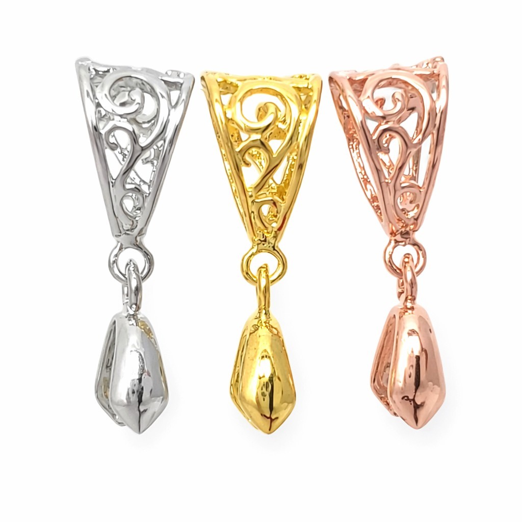 Gold Colored (Qty 5-15) Large Elegant Pinch Bails- (12-G)