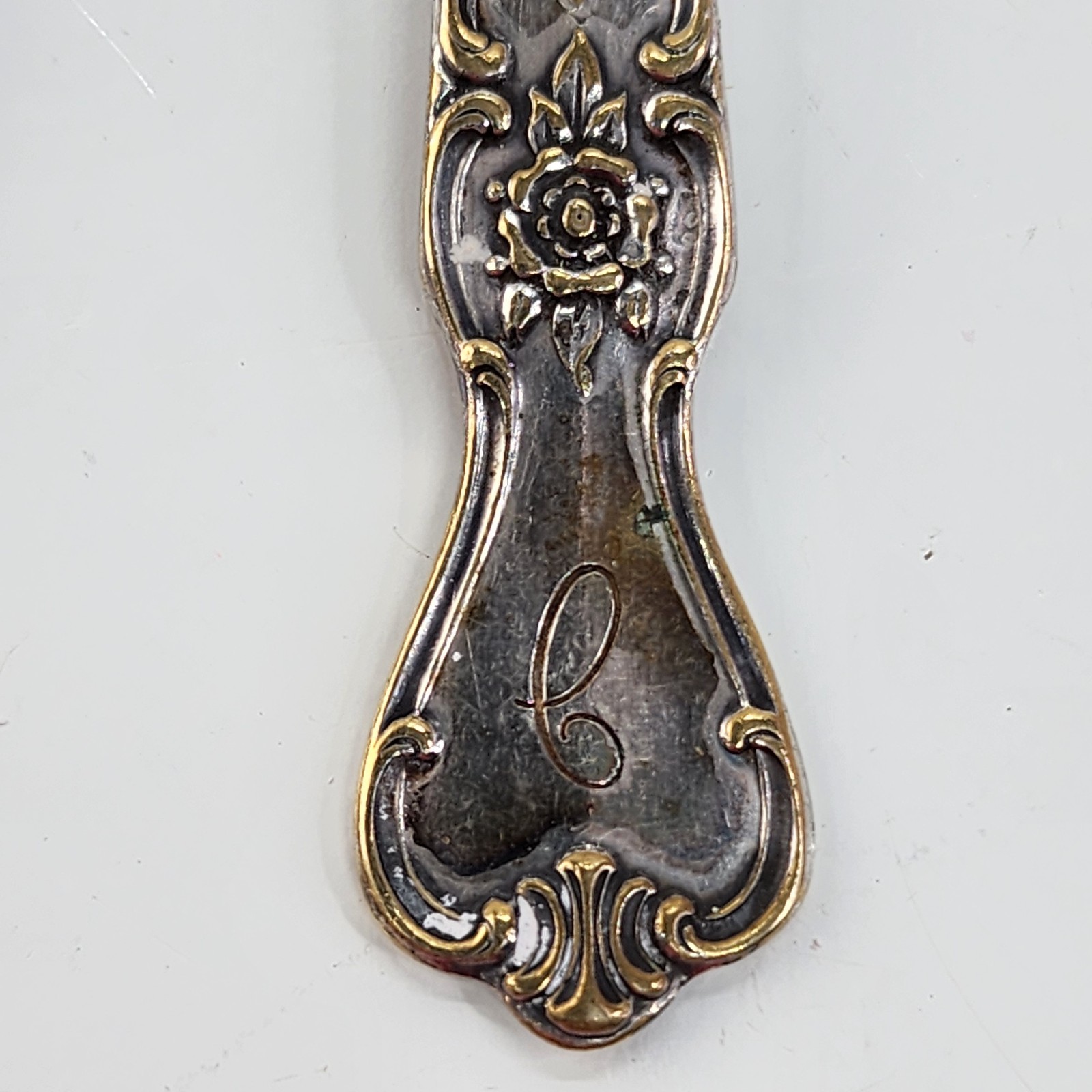 Old Company Plate SIGNATURE ROSE Silverplate Dinner Spoons 4 Pc Monogram C 6"