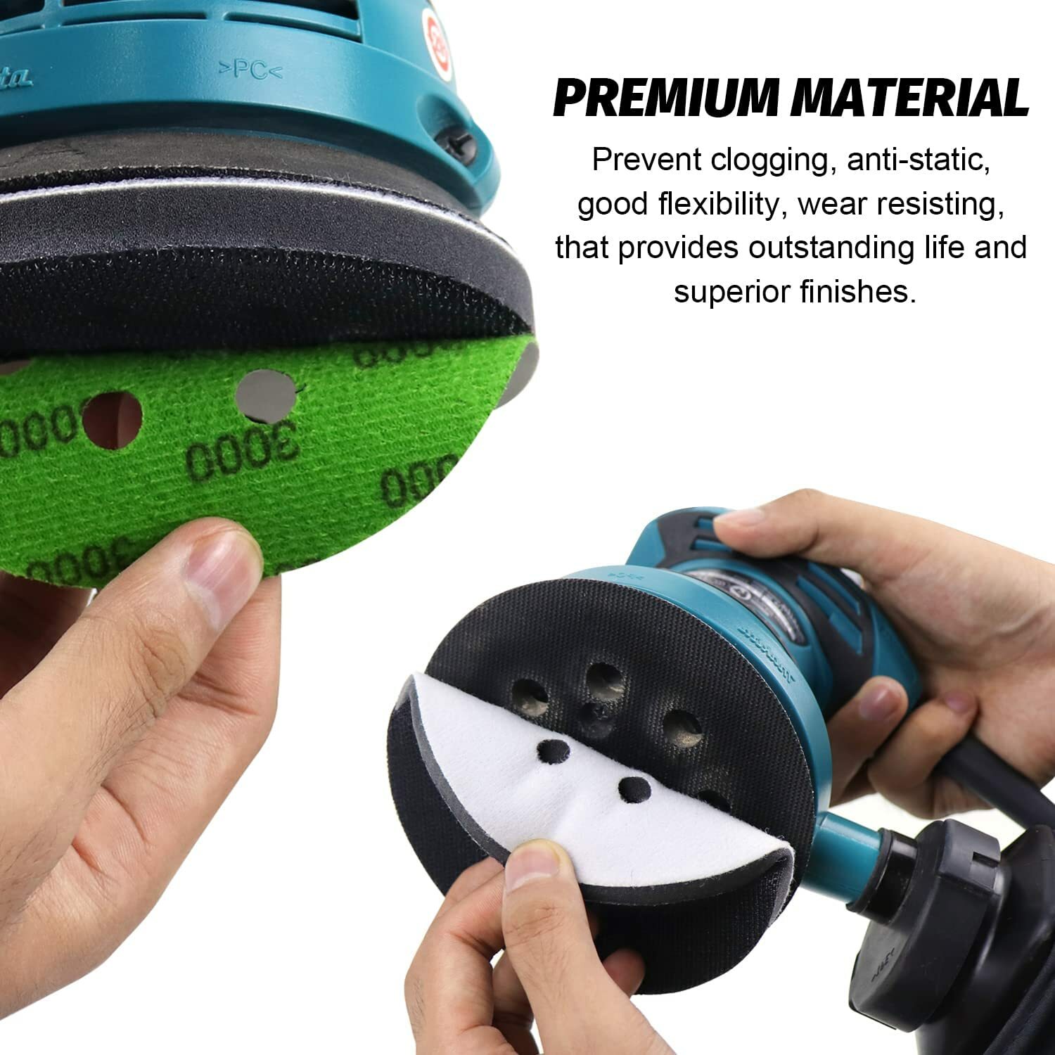 5 Inch 400-10000 Grit Sanding Discs Hook Loop Orbital Sander Paper,Interface Pad