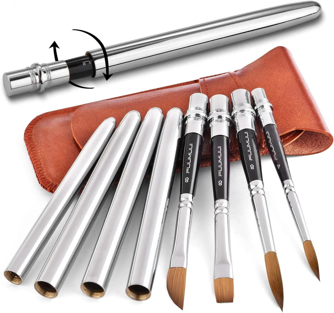 Sable Travel Watercolor Brushes,  4Pcs Kolinsky Sable Watercolor Travel Brushes