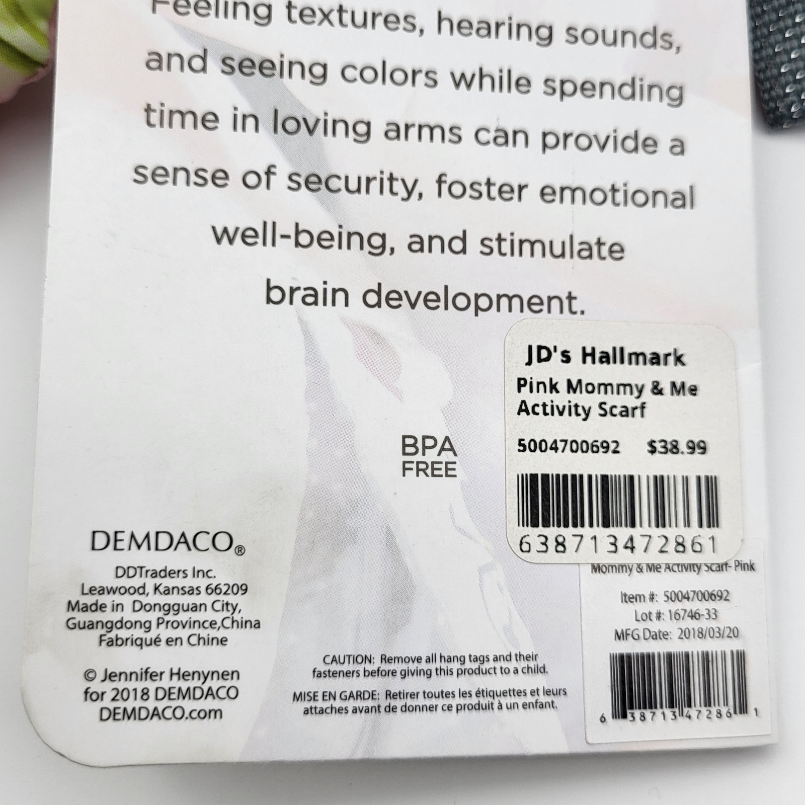 Demdaco Activity Mommy & Me Scarf Soft Pink Baby Toys Bonding Time Toddler