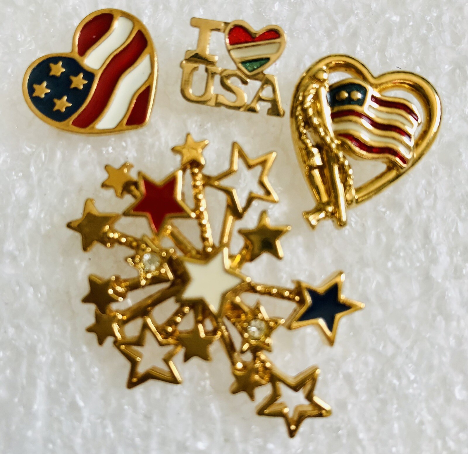 Avon 4th Of July Independence Day Tack Pin LOT (4 Pins) Flags USA