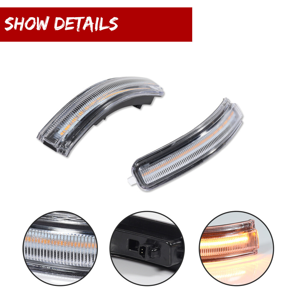 Clear Sequential Amber LED Side Mirror Signal Lights For 2009-2014 Nissan Maxima