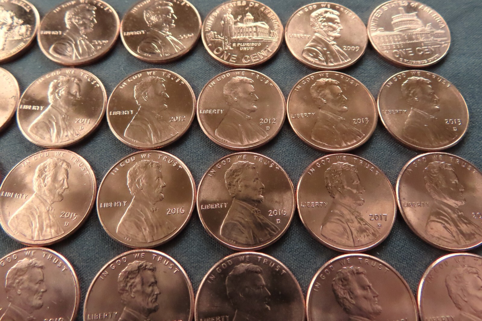 2009-2024 P & D Lincoln Shield Cent - Complete Set of 38 Brilliant Uncirculated