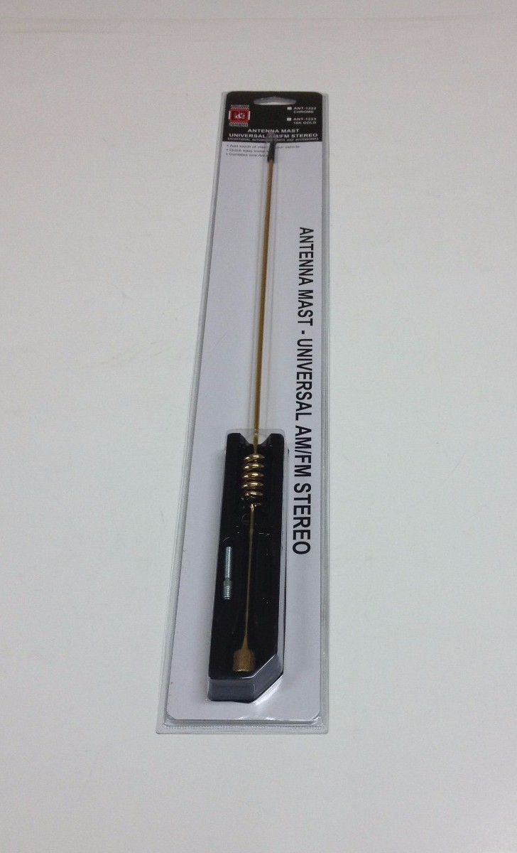 16" METAL UNIVERSAL AM/FM CAR AUDIO STEREO GOLD ANTENNA MAST ADAPTERS ANT-1223