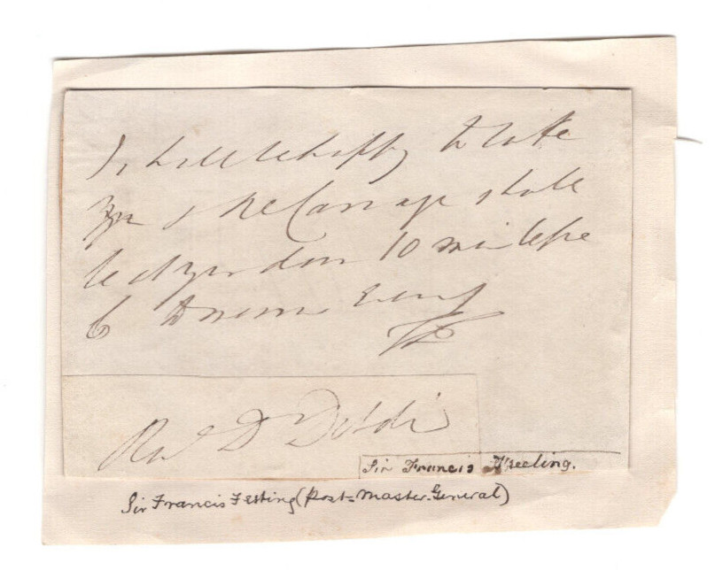 Sir Francis Freeling 1764-1836 Signed Clip Autographed / British Post Office Sec