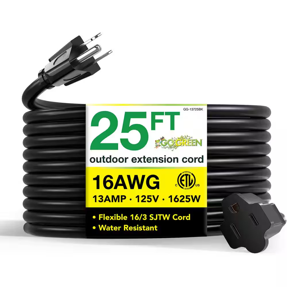 25 Ft. 16/3 Heavy Duty Extension Cord - Black