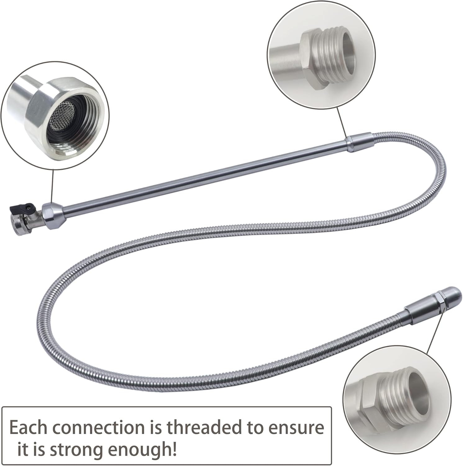 All Metal RV Flexible Swivel Stick with Shutoff Valve,Rv Flexible Black Tank Wan