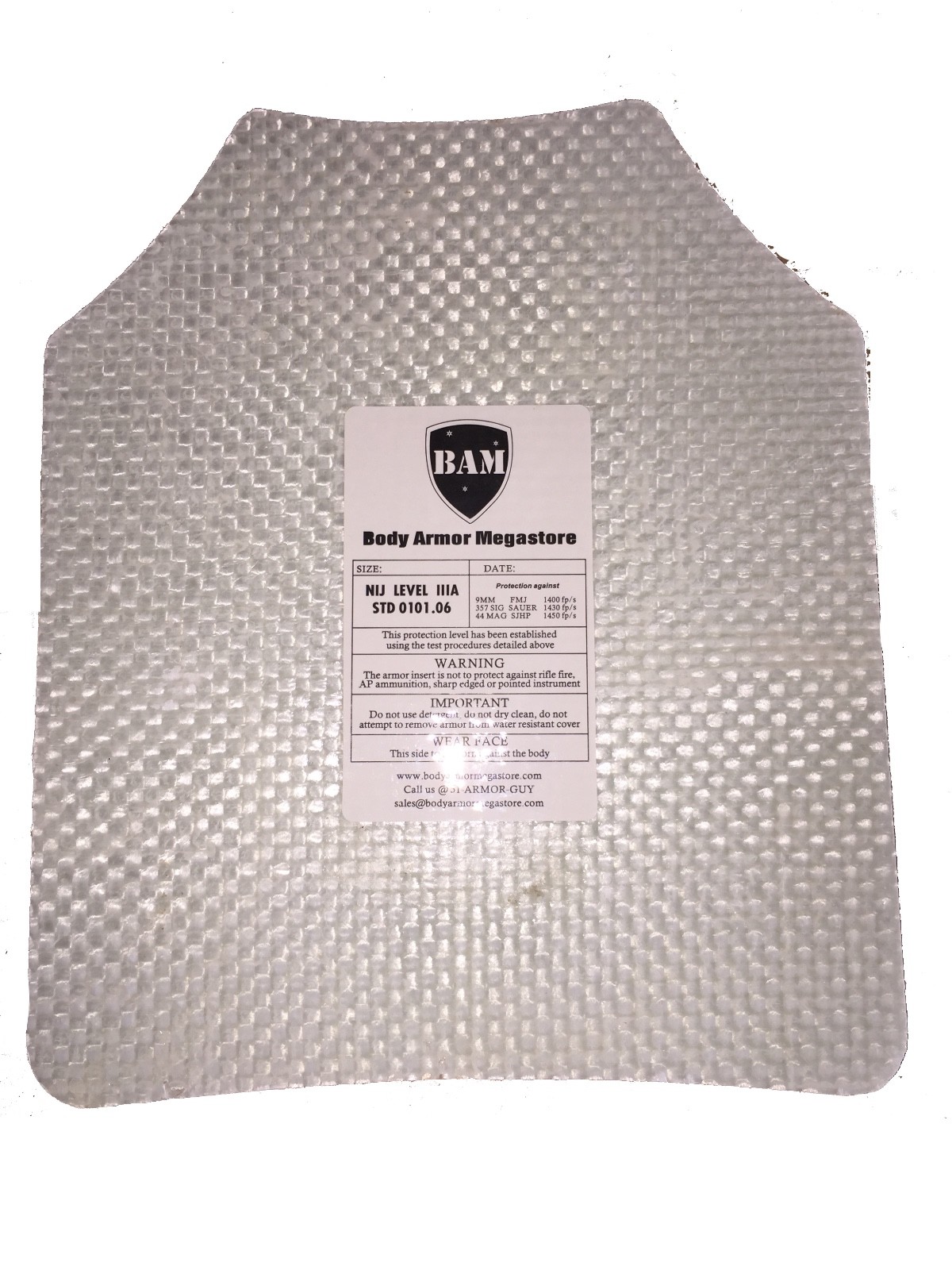 Level IIIA 3A Body Armor FLAT | PLATE CARRIER | Bullet Proof Vest BLACK