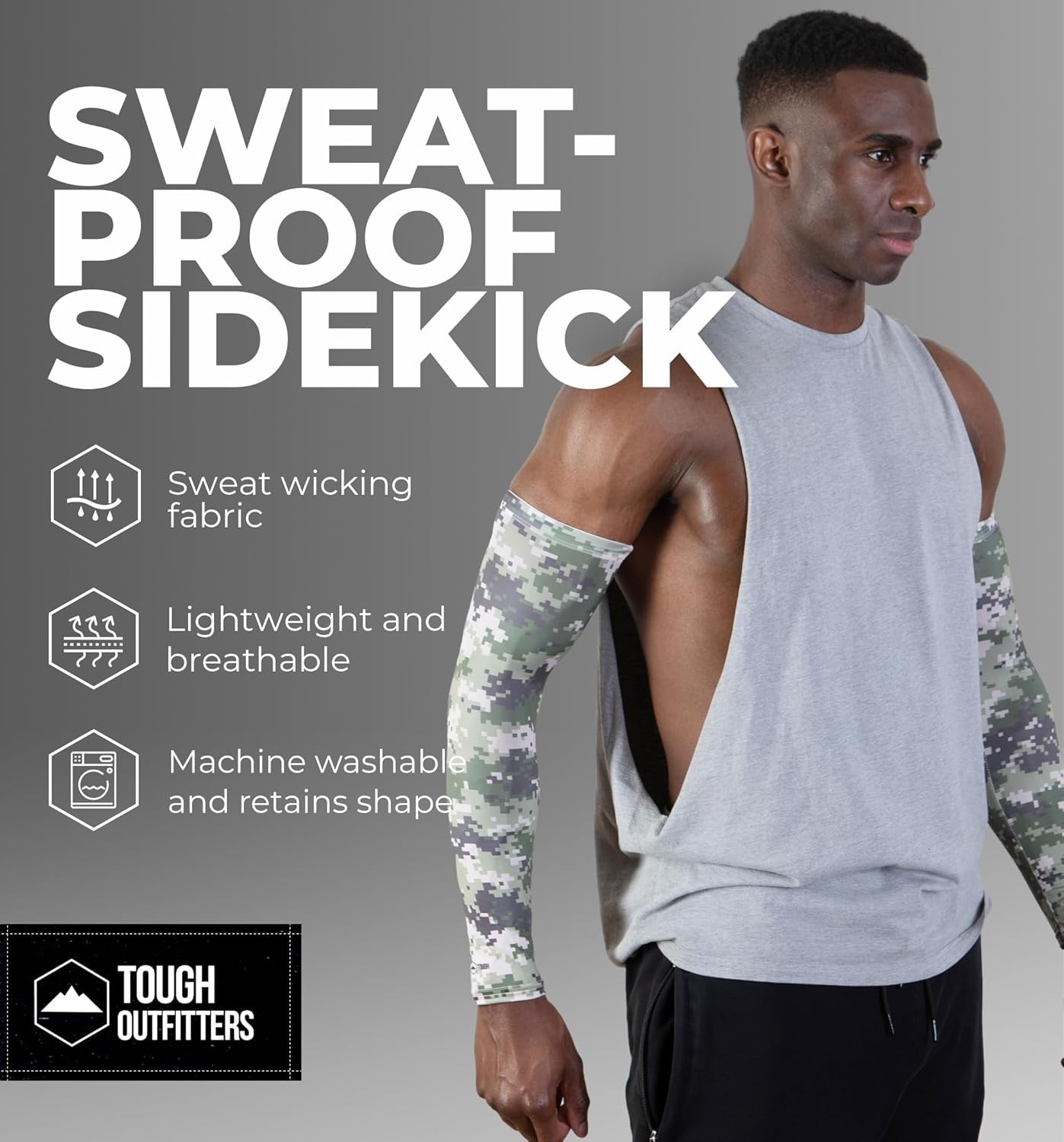 Sports Compression Arm Sleeves for Men & Women Youth Medium, Green Camouflage