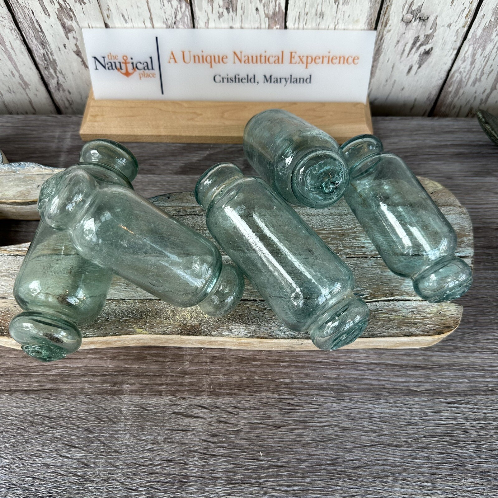 Japanese Rolling Pin Glass Float - Authentic Vintage Japan Fish Net Buoy - Aqua