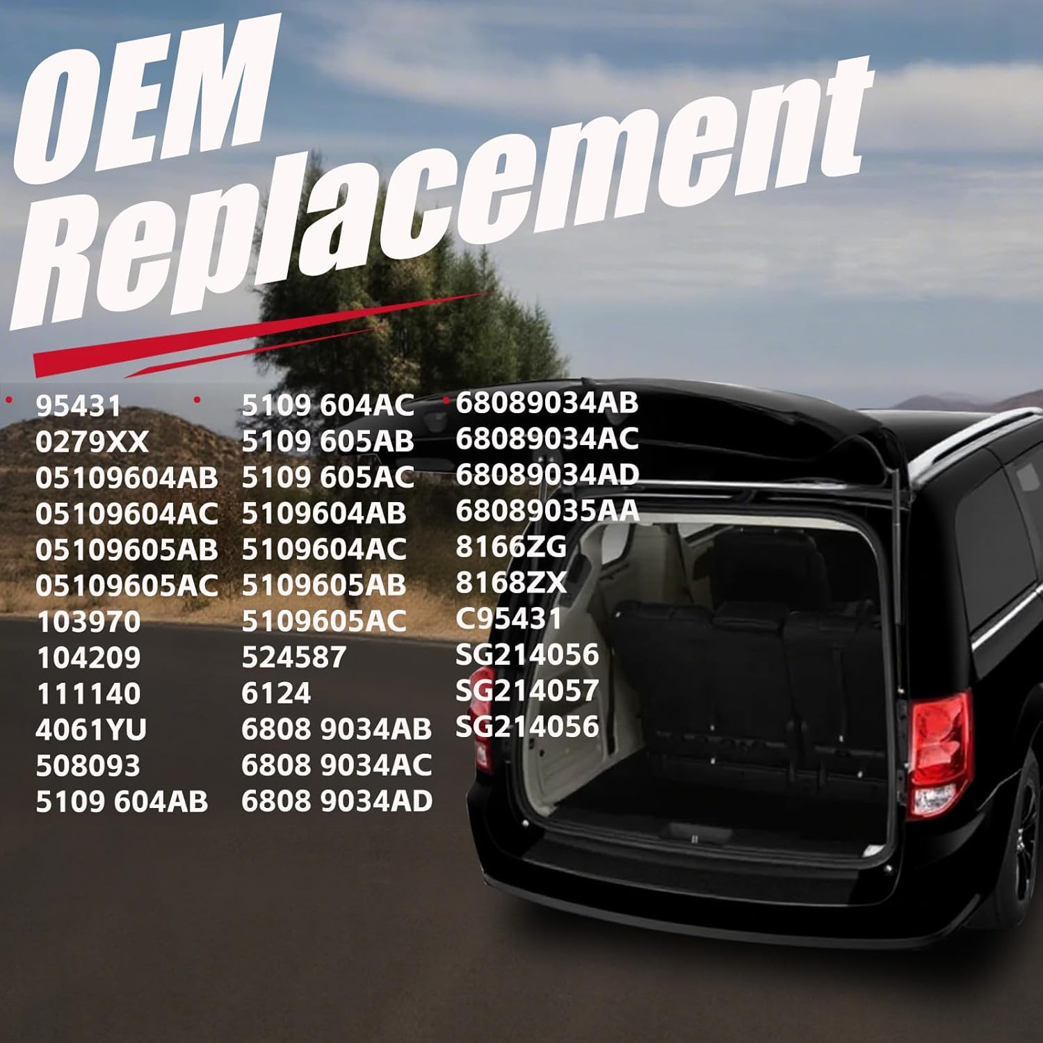 6124 Rear Hatch Trunk Gas Struts for 2008-2016 Chrysler Town & Country, 2008-202