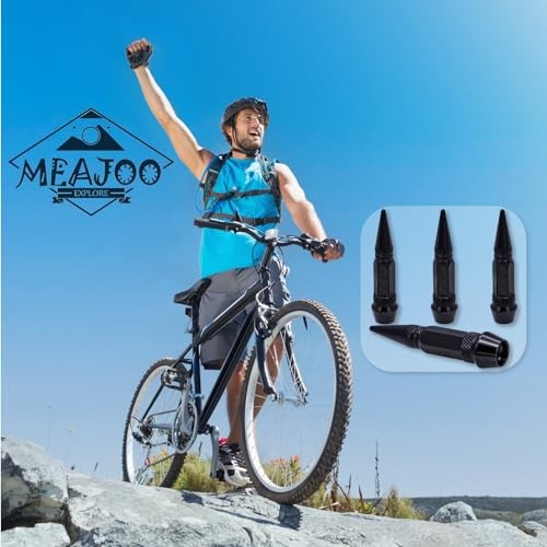 4PCS Spiked Style Tire Valve Stem Caps, Universal Aluminium 4 pcs 60MM - Black