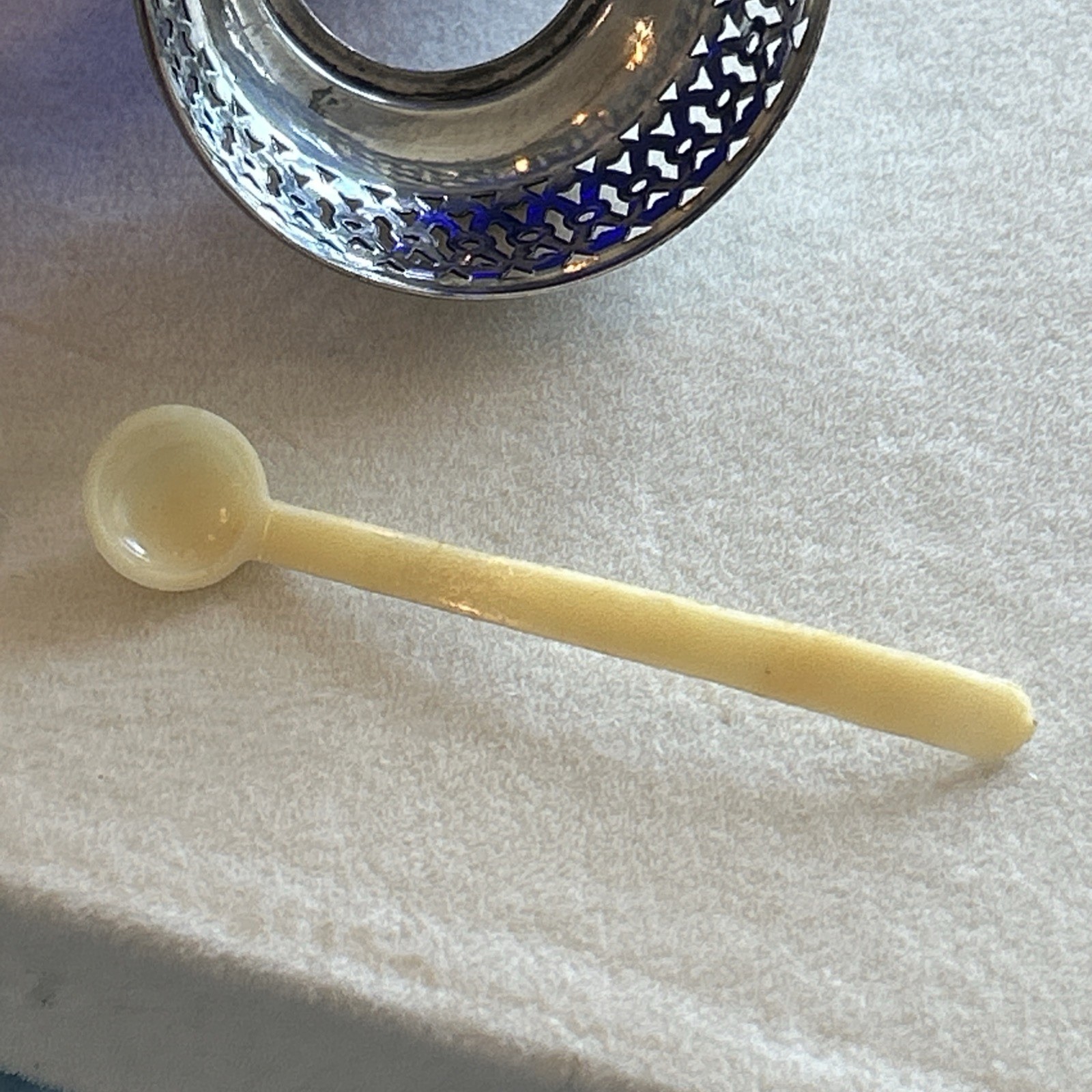 Lot of 2 Antique Webster Salt Cellars 2 Spoons Sterling Silver Blue Cobalt Glass