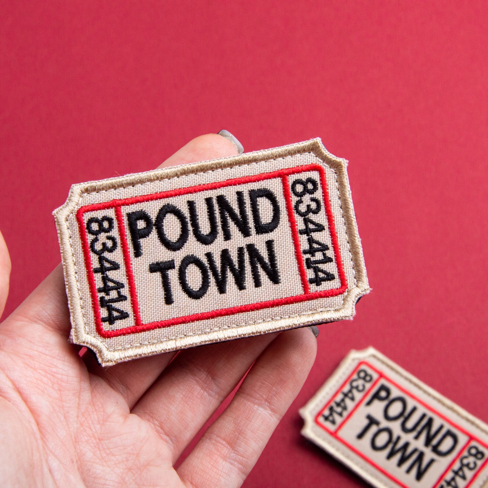 2-Piece Ticket to Pound Town Patch Set, Embroidered Tactical Patches