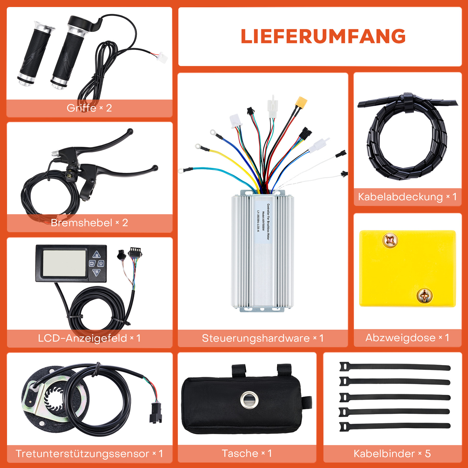 500W/1000W/1500W E-Bike Conversion Kits Electric Bicycle Front/Rear Wheel Motor