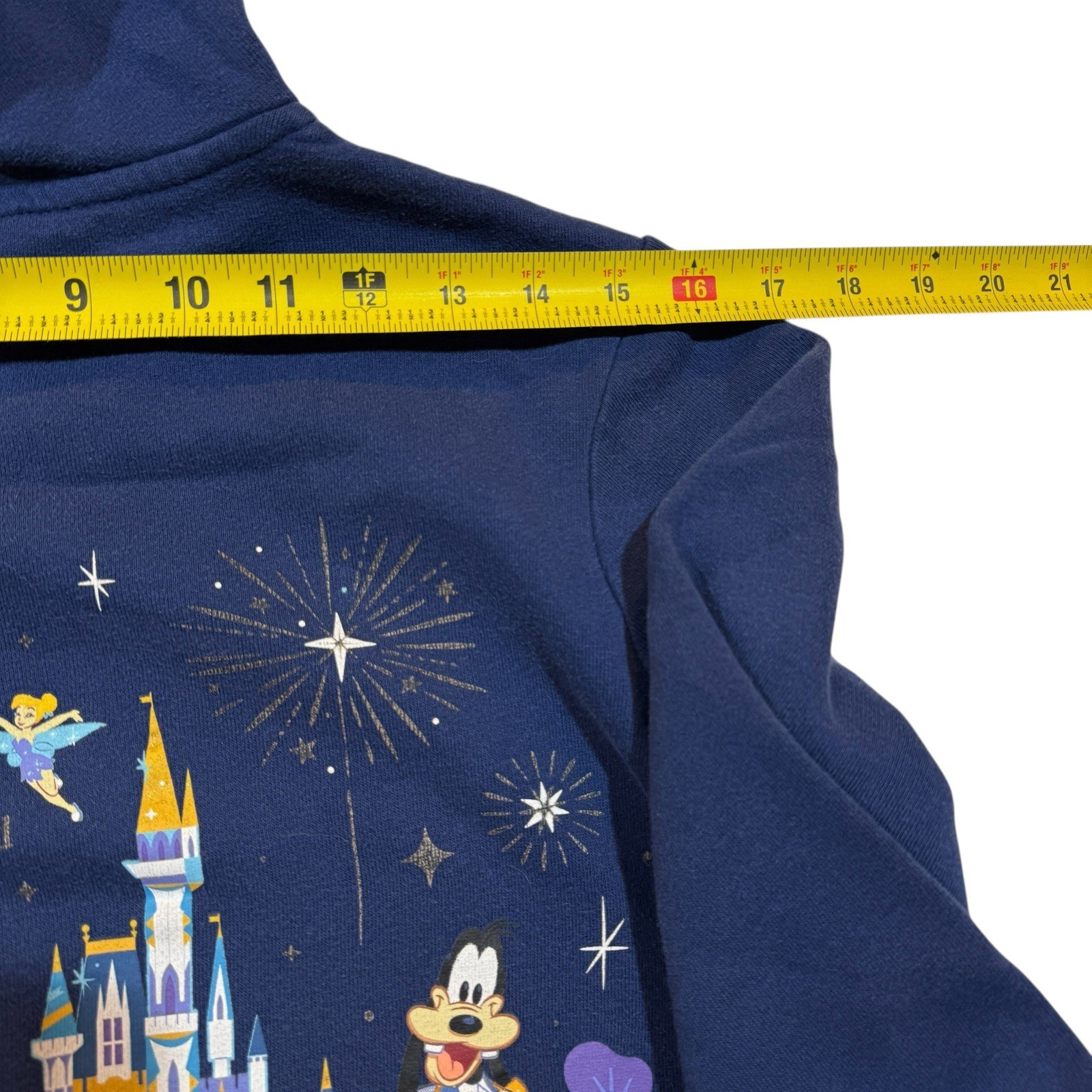 Walt Disney World 50th Anniversary Full Zip Up Hooded Hoodie Sweatshirt Blue Med