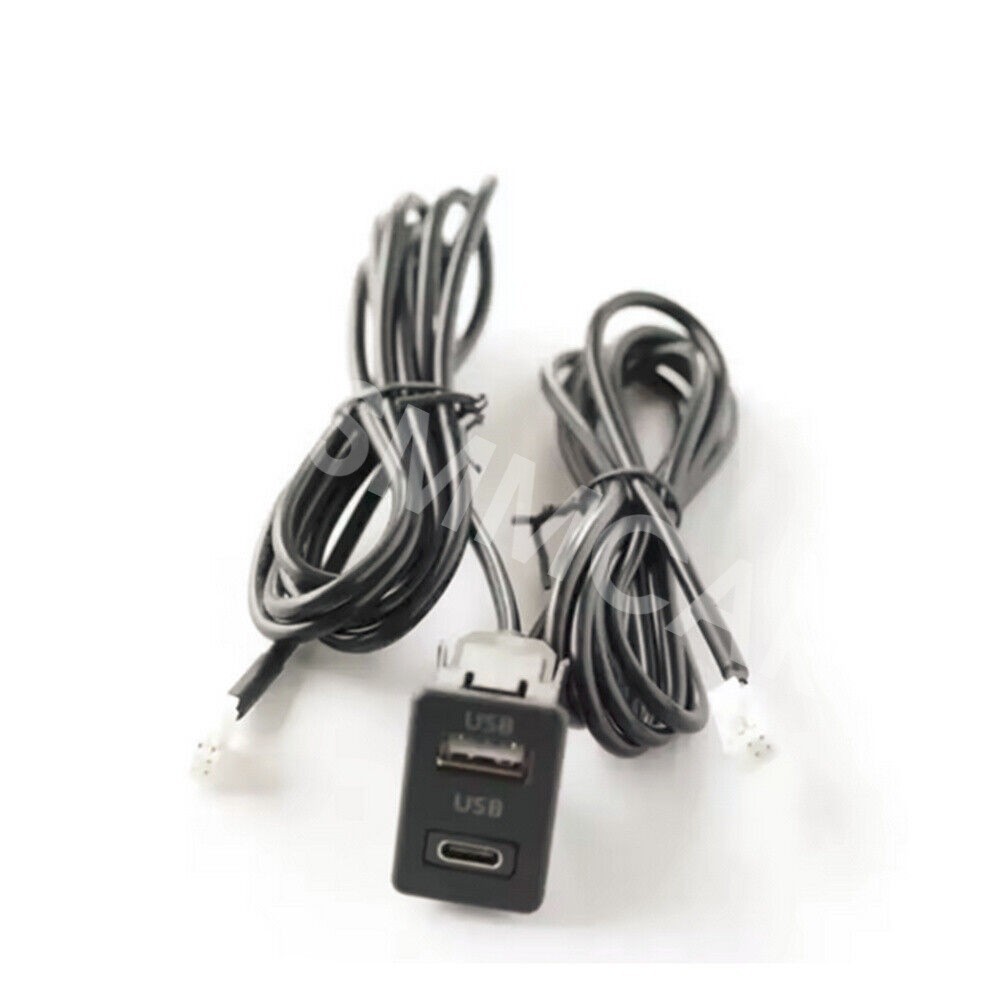 145cm Car Dash Panel Mount Interface Extension Cable Adapter 2 USB Port Socket