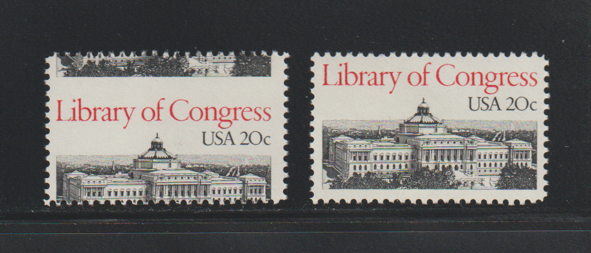 US EFO ERROR Stamps: #2004 Library of Congress: Misperf & Normal. MNH