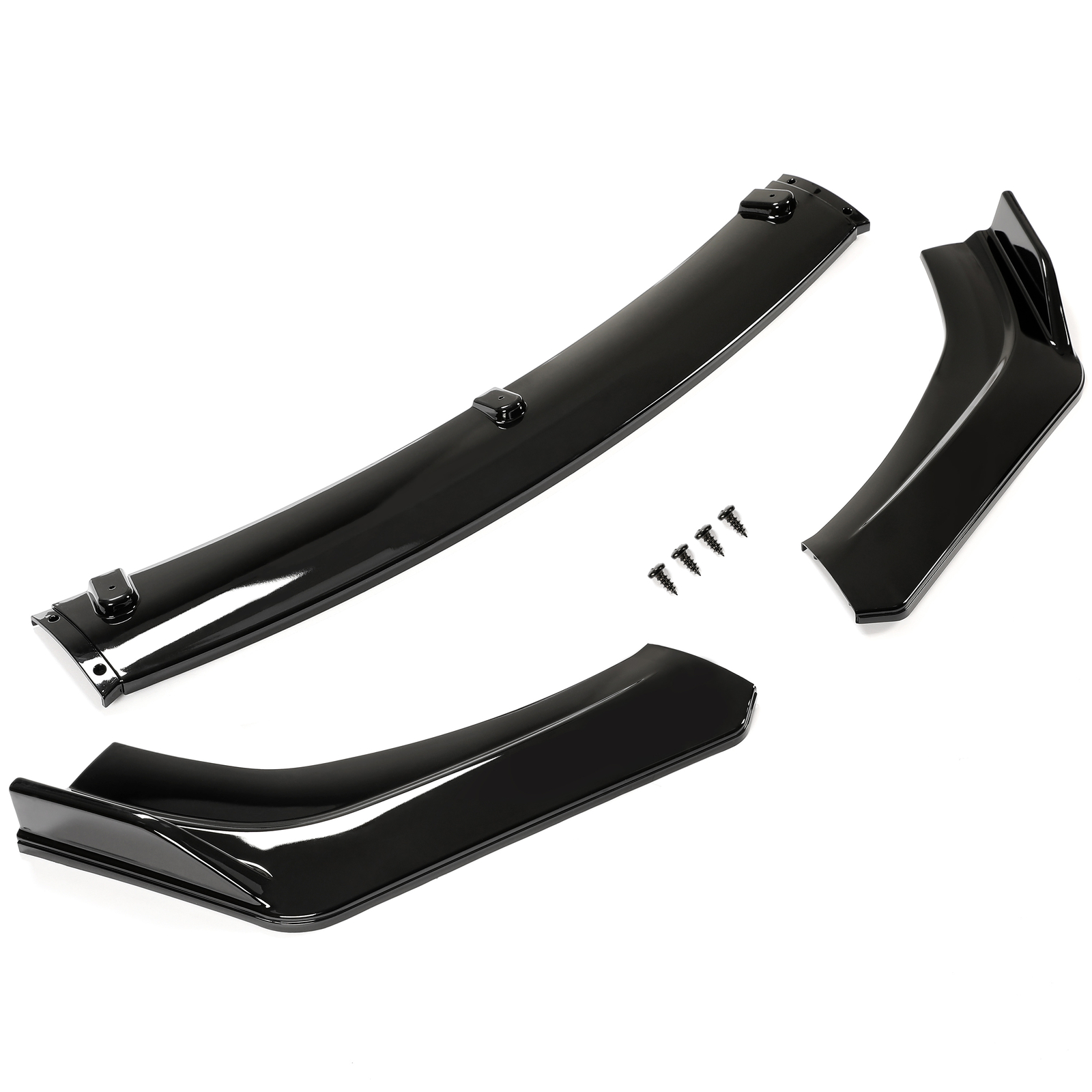 For 2016-2021 Honda Civic Glossy Black Front Bumper Body Kit Spoiler Lip 3PCS
