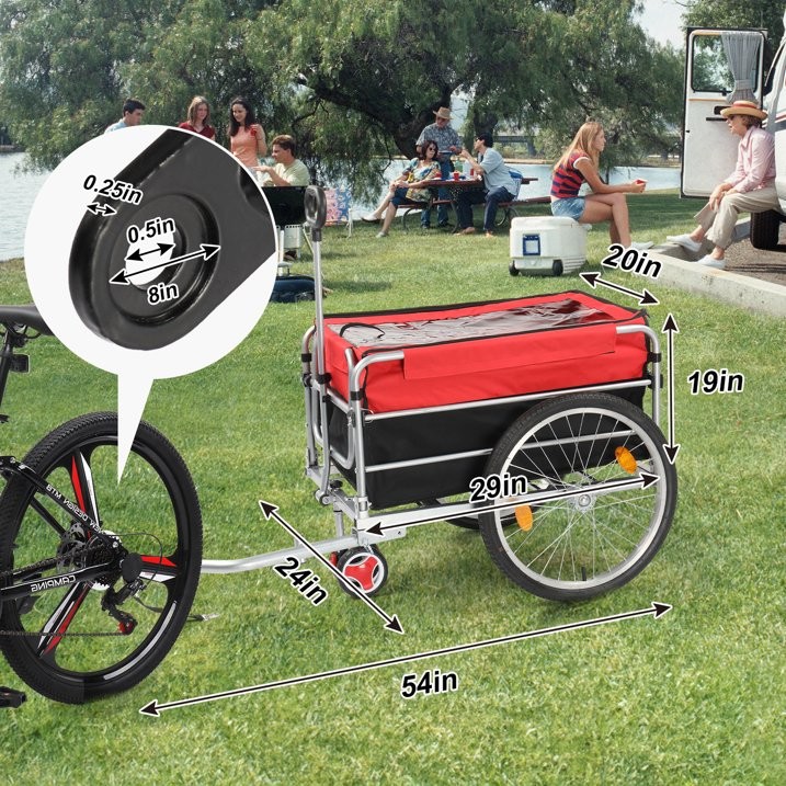 Bicycle Cargo Trailer with 20” Tires,Pull Handle, Waterproof  for Easy Transport