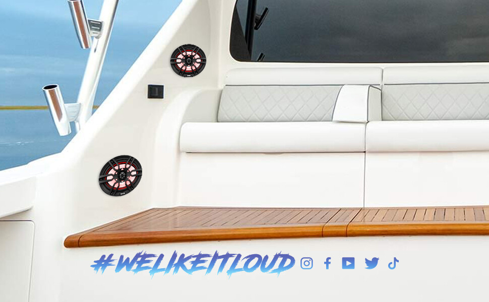 DS18 NXL-69/BK HYDRO 6X9" 2-Way Marine Speakers with RGB 375W Max 4-Ohm