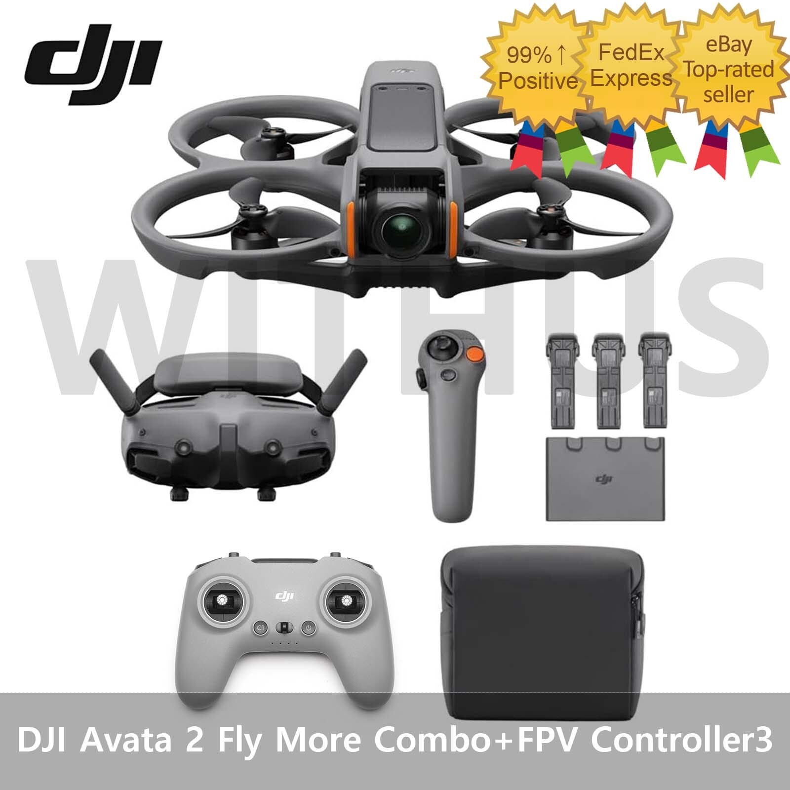 DJI Avata 2 Fly More Combo Camera Drone + FPV Controller 3+RC Motio 3+Goggles 3