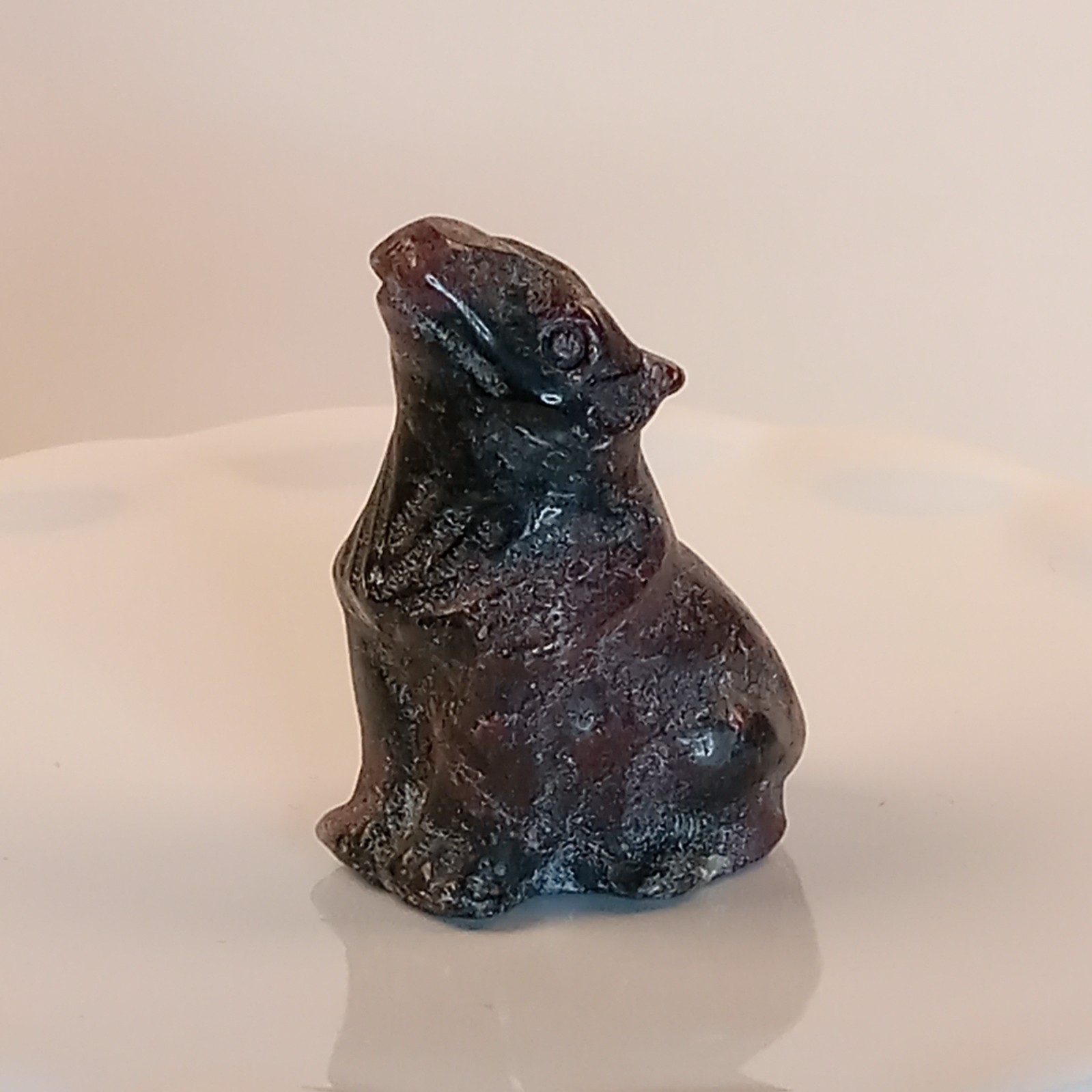 Garnet Astrophyllite Crystal Wolf Carving Polished 28g | F38