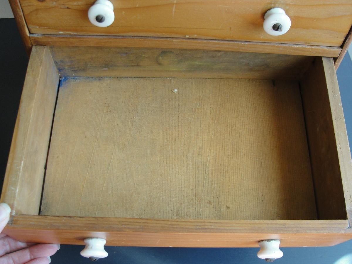 Antique Vtg Children's Toy Wood Furniture Salesmans Sample 2/3 Drawer Chest #8