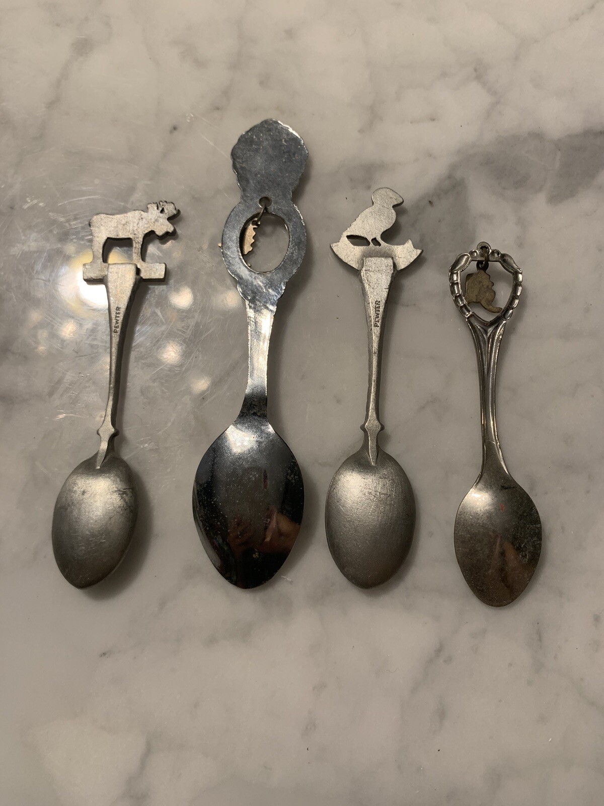 4 Alaska Souvenir Spoons VTG